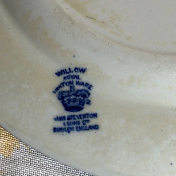 Vintage Royal Ventonware John Stevenson Blue and White Willow Dinner Plate - Picture 6 of 7